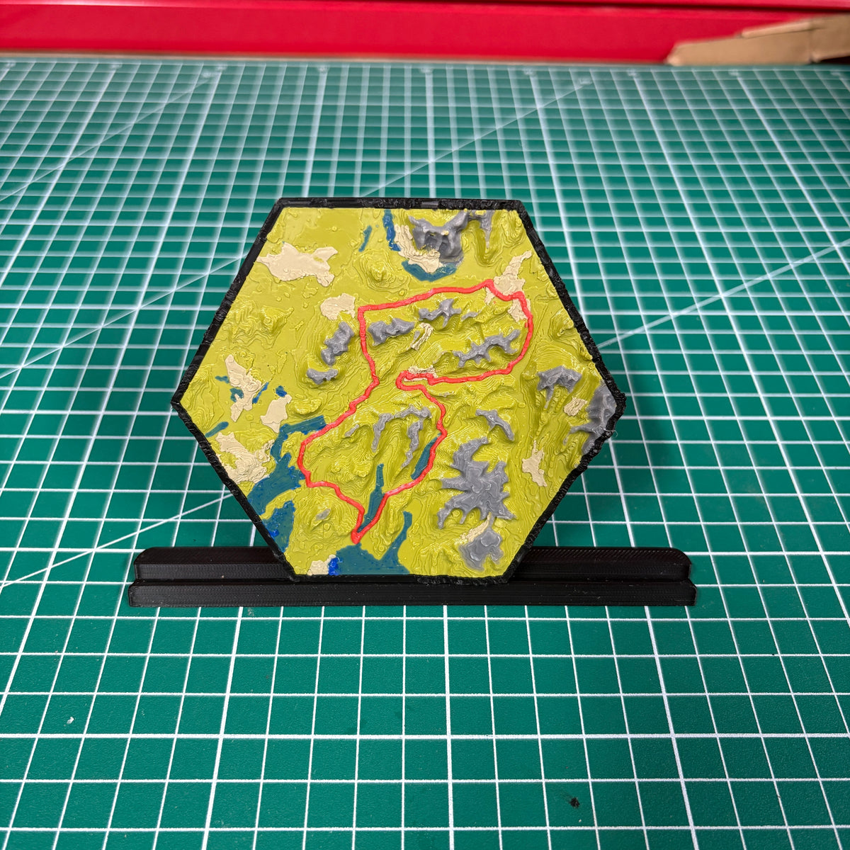 12cm HexCustom 3D Topographic Trail Map