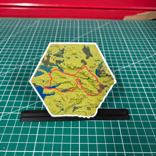12cm HexCustom 3D Topographic Trail Map