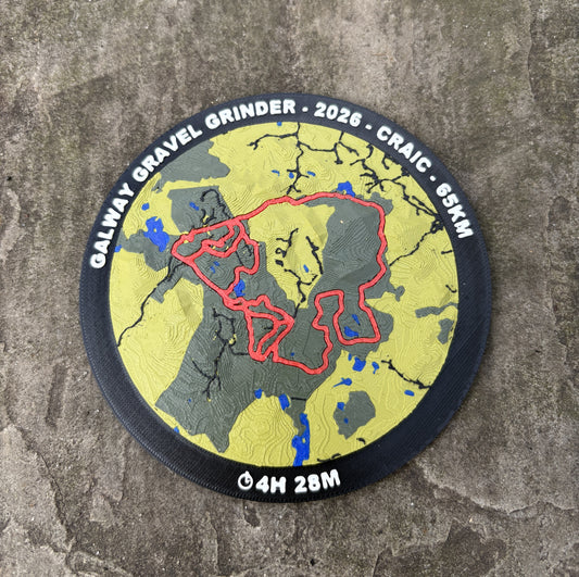 12cm Round Custom 3D Topographic Trail Map With Time & Distance
