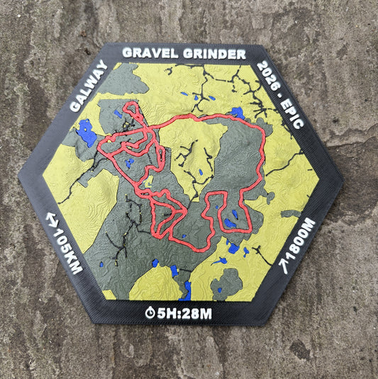 12cm HexCustom 3D Topographic Trail Map With Time & Distance