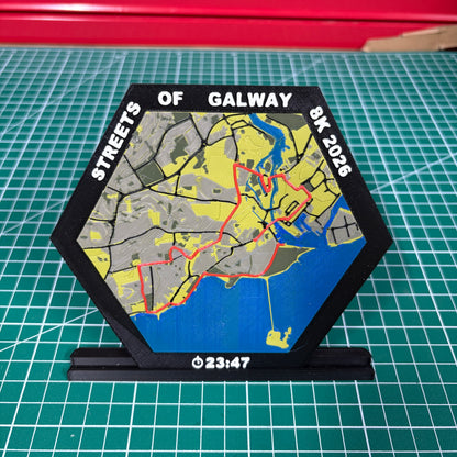 12cm HexCustom 3D Topographic Trail Map With Time & Distance