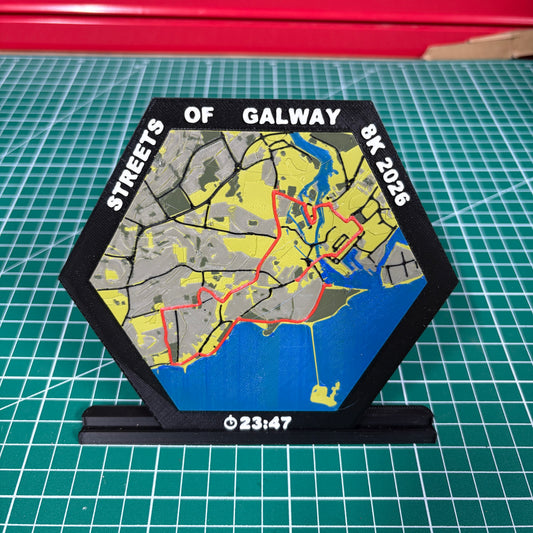 12cm HexCustom 3D Topographic Trail Map With Time & Distance
