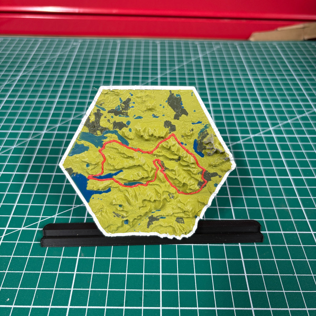 12cm HexCustom 3D Topographic Trail Map